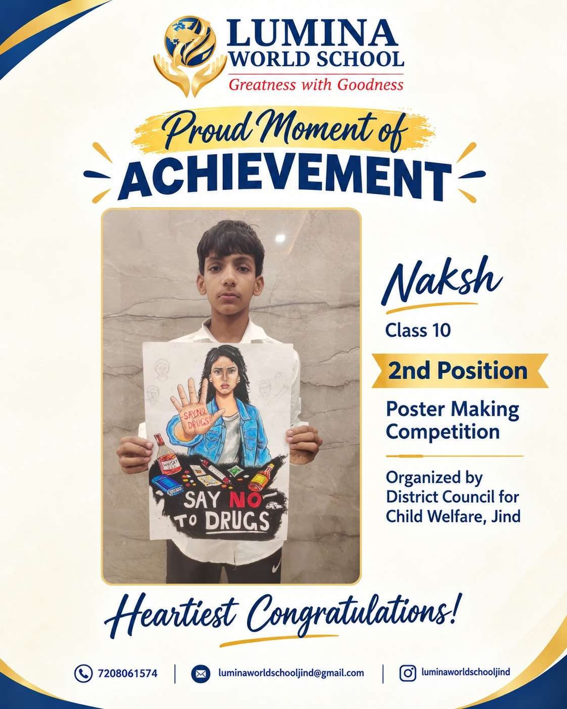 🏆 Another Proud Moment for Lumina World School! 💙✨ Heartiest congratulations to Naksh of Class…
