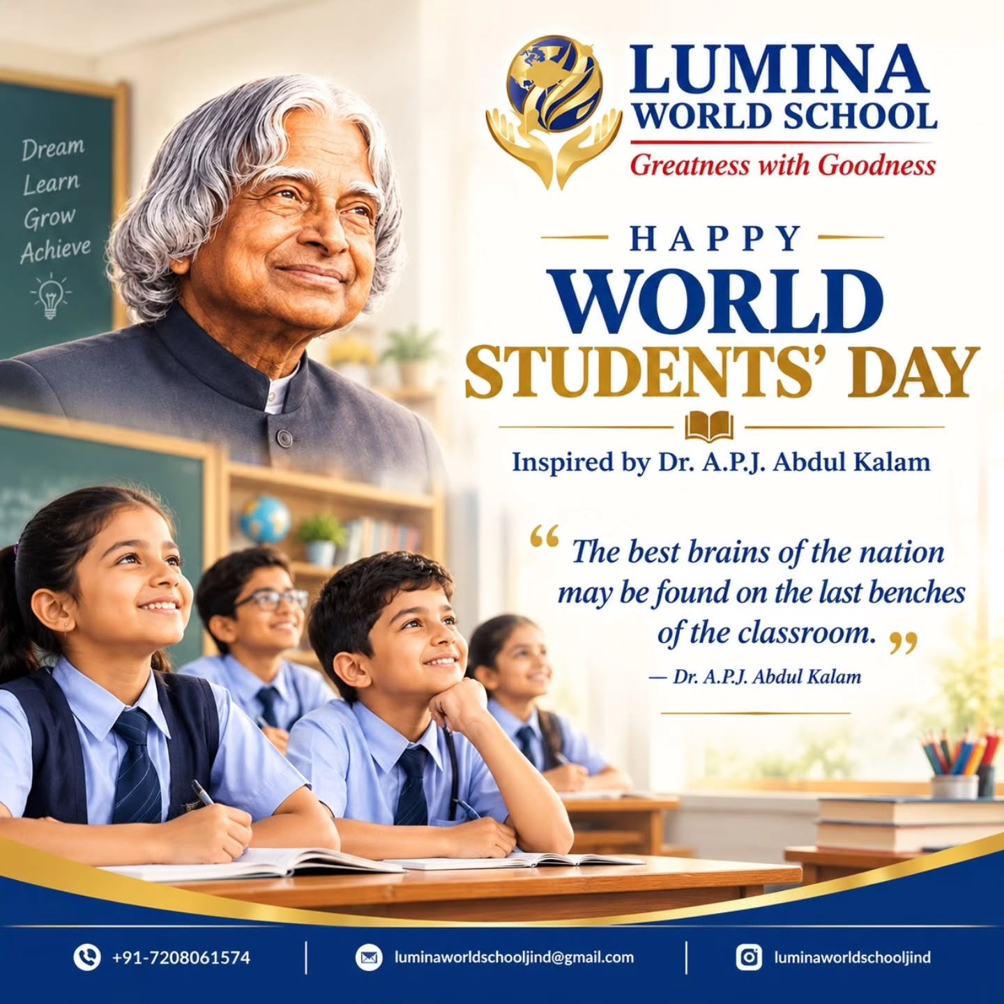 🌟 Happy World Students’ Day! 🎓✨ “Great dreams begin with curious minds and the courage…