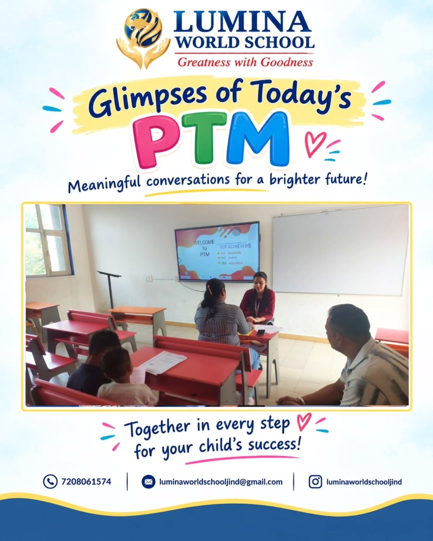 ✨ *Glimpses of Today’s PTM & Term 1 Result Declaration at Lumina World School!* 💙💛…